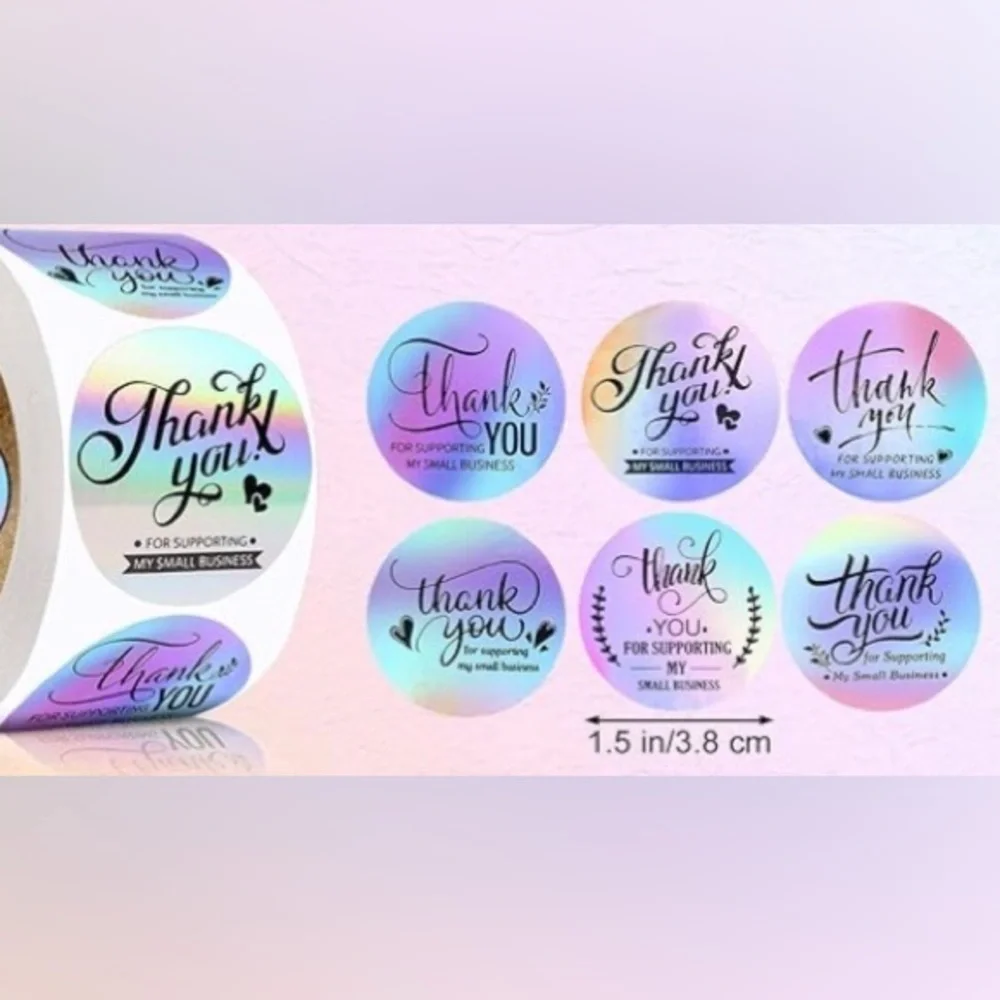 50 Count - Silver Holographic Thank You Stickers Starter Pack, 1.5 in